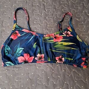 Kona Sol blue tropical swim top size small